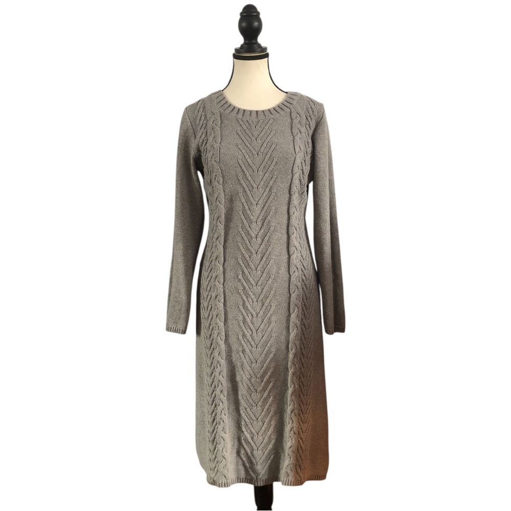 Elegant Gray Knit Sweater Dress